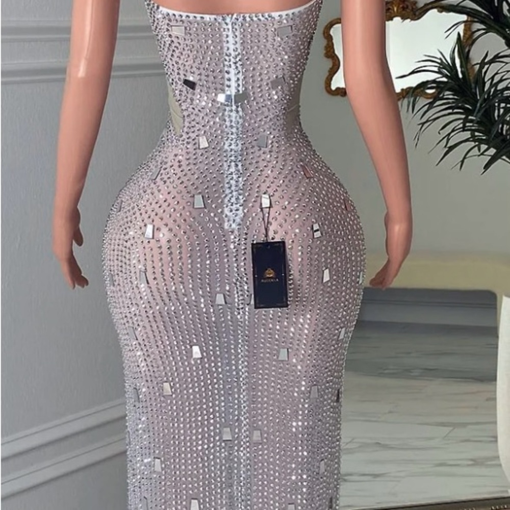 Elegant Silver Embellished Dress